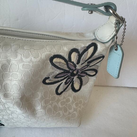 Coach Floral Bee Design Limited Edition Handbag Canvas 9" Purse Charm Spring - Picture 4 of 13